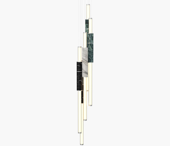 Light Pipe | S 58—17 - Silver Anodised - Black / White / Green | Pendelleuchten | Empty State