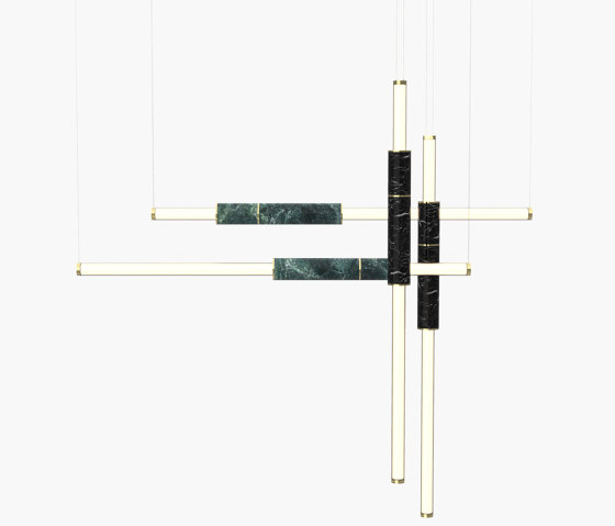 Light Pipe | S 58—18 - Polished Brass - Green / Black | Lampade sospensione | Empty State