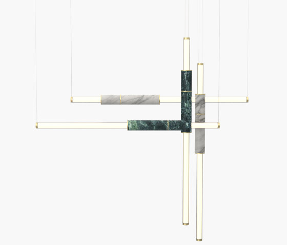 Light Pipe | S 58—18 - Brushed Brass - Green / White | Lampade sospensione | Empty State