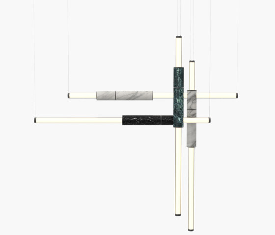 Light Pipe | S 58—18 - Black Anodised - Black / White / Green | Suspended lights | Empty State