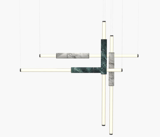 Light Pipe | S 58—18 - Black Anodised - Green / White | Suspended lights | Empty State