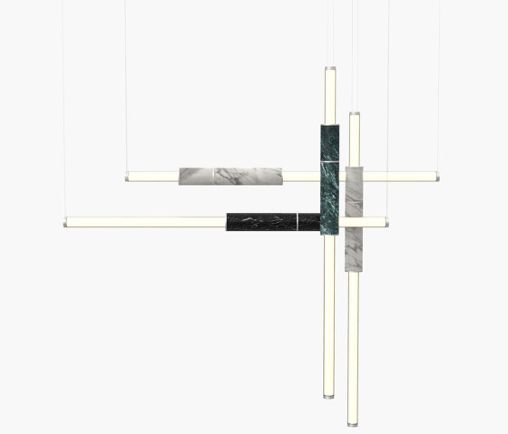 Light Pipe | S 58—18 - Silver Anodised - Black / White & Green | Suspended lights | Empty State