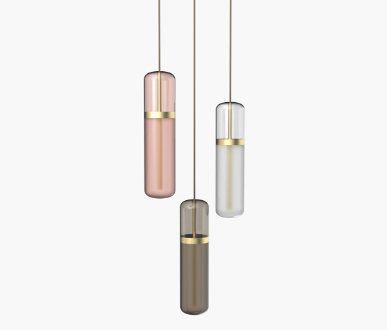 Pill | S 36—02 - Brushed Brass - Pink / Smoked / Opal | Lampade sospensione | Empty State