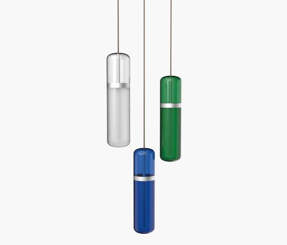 Pill | S 36—02 - Silver Anodised - Opal / Blue / Green | Suspended lights | Empty State
