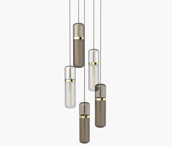Pill | S 36—03 - Polished Brass - Opal / Smoked | Lampade sospensione | Empty State