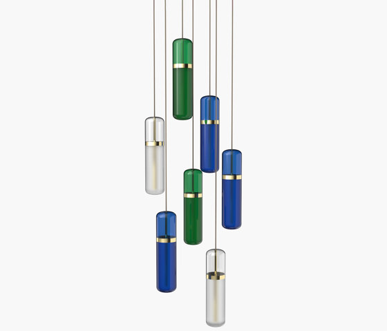 Pill S | 36—04 - Polished Brass - Opal / Blue / Green | Lampade sospensione | Empty State