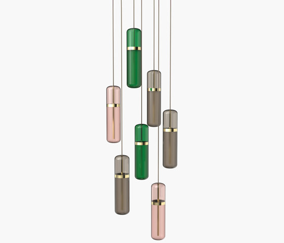 Pill S | 36—04 - Polished Brass - Pink  / Smoked / Green | Lámparas de suspensión | Empty State