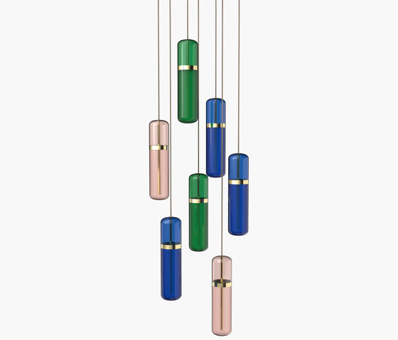 Pill S | 36—04 - Polished Brass - Pink / Blue / Green | Lampade sospensione | Empty State