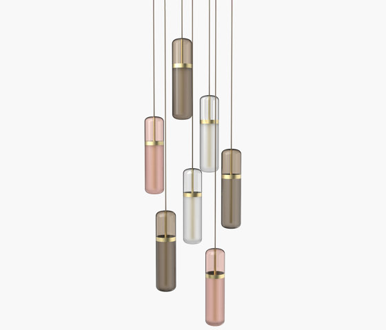 Pill S | 36—04 - Brushed Brass - Opal / Pink  /  Smoked | Pendelleuchten | Empty State