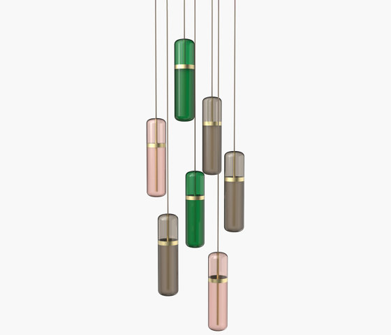 Pill S | 36—04 - Brushed Brass - Pink / Smoked / Green | Suspensions | Empty State