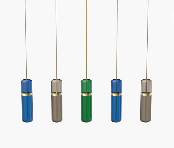 Pill S | 36—07 - Brushed Brass - Blue / Smoked / Green | Lámparas de suspensión | Empty State