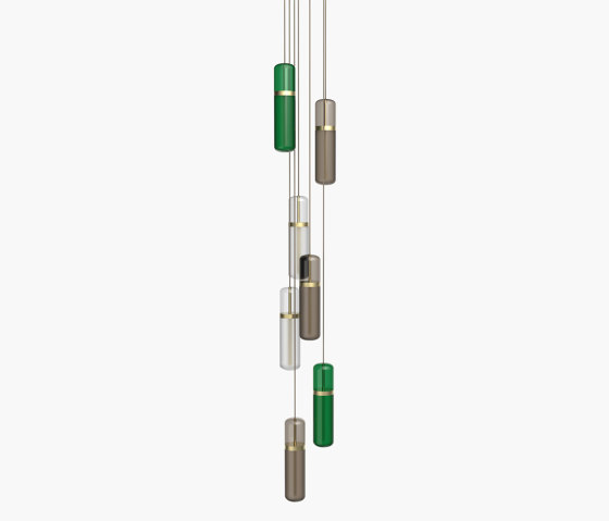 Pill S | 36—08 - Brushed Brass - Green / Smoked / Opal | Lámparas de suspensión | Empty State