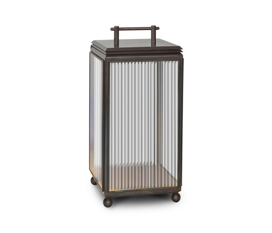 Lantern | Hazel Floor Light - Small, Mains Powered - Bronze & Clear Reeded Glass | Bodenleuchten | J. Adams & Co