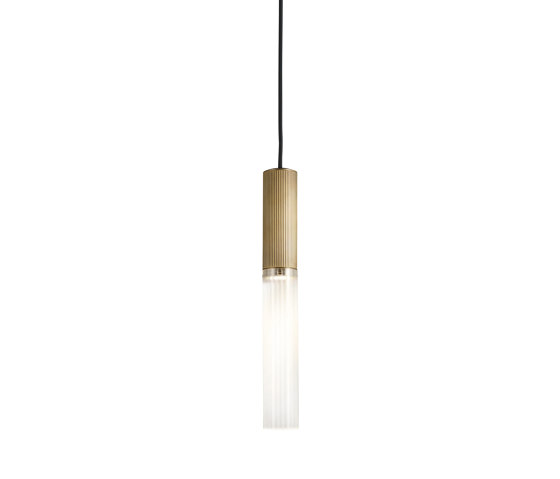 Flume | 50 Pendant - Antique Brass & Frosted Reeded Glass | Lampade sospensione | J. Adams & Co