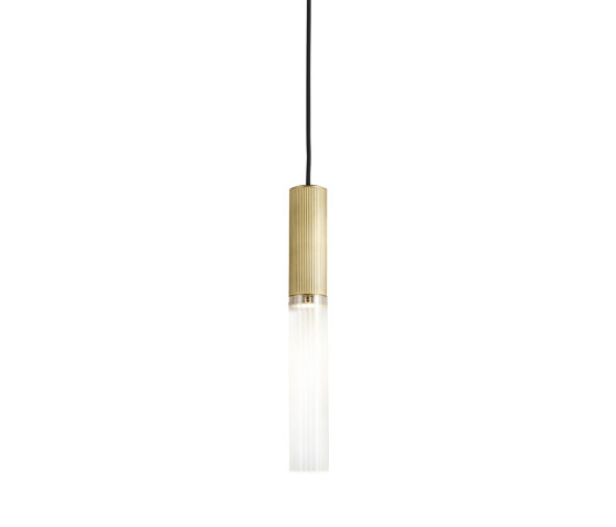 Flume | 50 Pendant - Satin Brass & Frosted Reeded Glass | Suspensions | J. Adams & Co