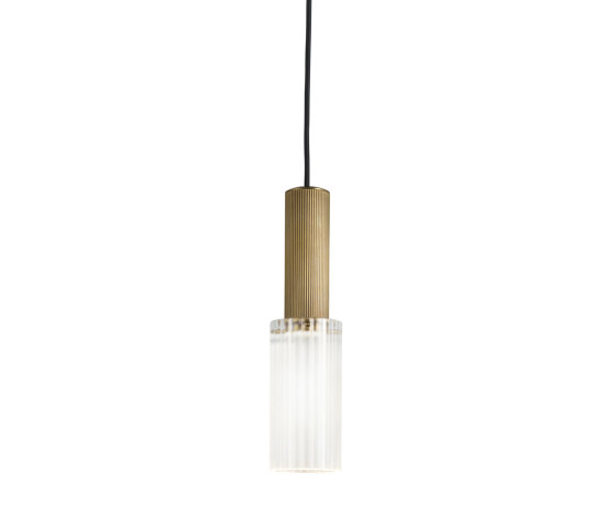 Flume | 80 Pendant - Antique Brass & Frosted Reeded Glass | Suspended lights | J. Adams & Co