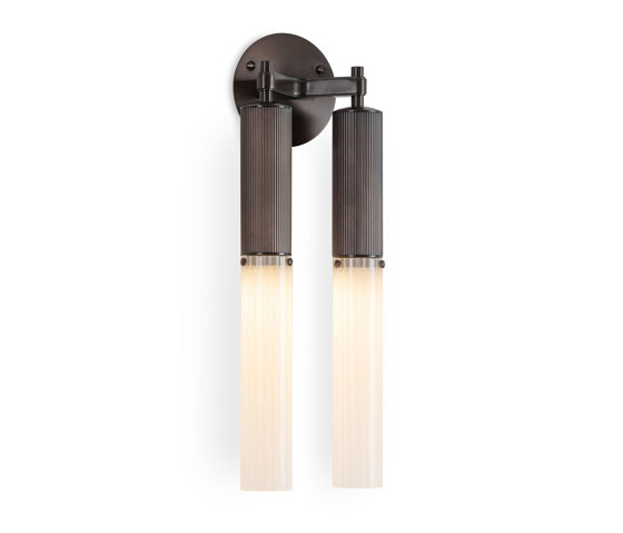 Flume | Double Wall Light - Bronze & Frosted Glass | Wall lights | J. Adams & Co