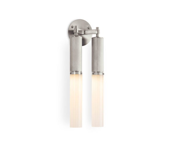 Flume | Double Wall Light - Satin Nickel & Frosted Reeded Glass | Lámparas de pared | J. Adams & Co