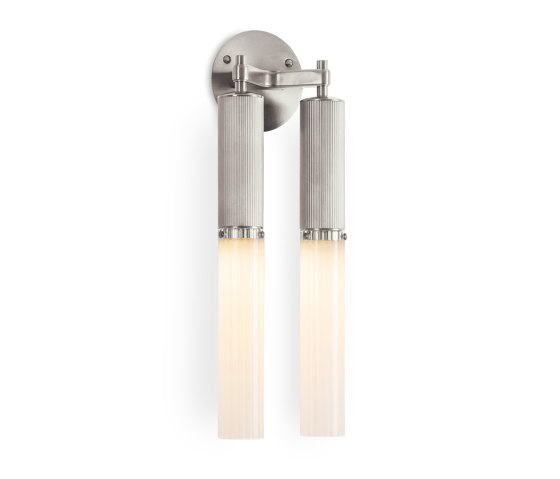 Flume | Double Wall Light - Satin Nickel & Frosted Glass | Appliques murales | J. Adams & Co