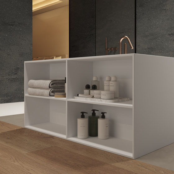 CORIAN® | Cassiopeia Built-in DuPont™ Corian® Bathtub - Side shelves | Bathtubs | Riluxa