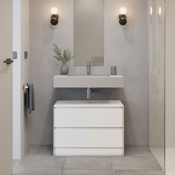 MDF | Meuble à poser indépendant Gaia Classic - 2 tiroirs superposés | Meubles sous-lavabo | Riluxa