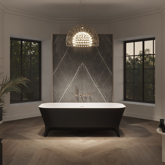 SOLID SURFACE | Miram Vasca da bagno indipendente in Solid Surface - Bianco e Nero - 180cm | Vasche | Riluxa