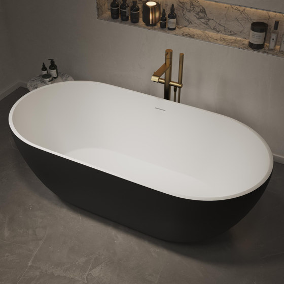 SOLID SURFACE | Nimes Vasca da bagno indipendente in Solid Surface - Bianco e Nero - 165cm | Vasche | Riluxa