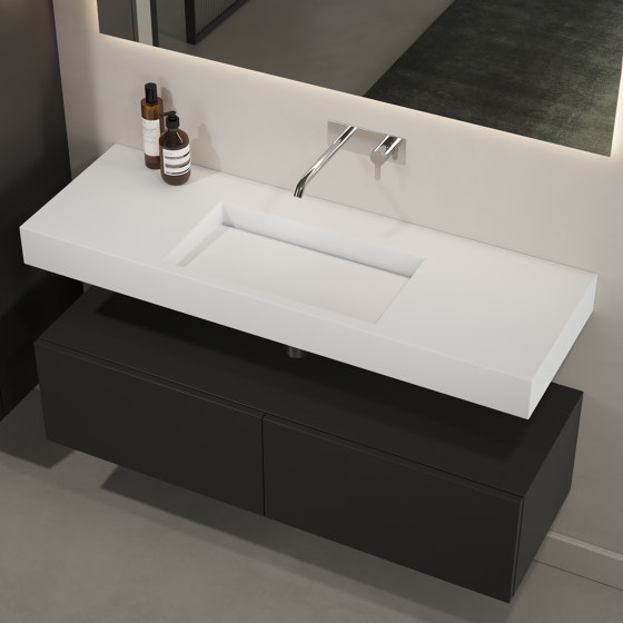 SOLID SURFACE | Poppy Solid Surface Wall Mounted Washbasin - 90cm | Wash basins | Riluxa