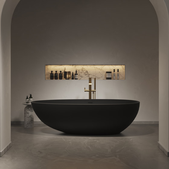 SOLID SURFACE | Toulouse Freestanding Solid Surface Bathtub - Black - 178cm | Bathtubs | Riluxa