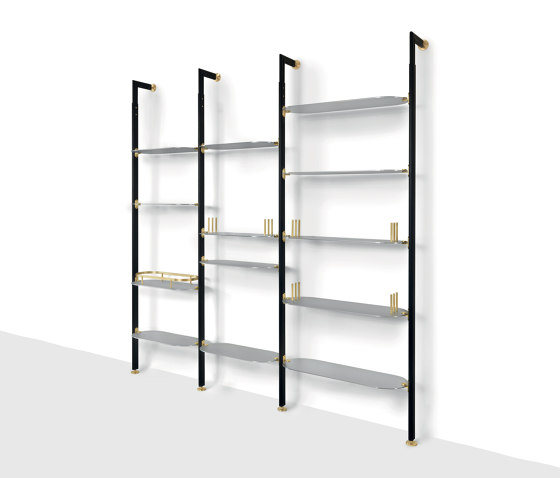 Alba Bookcase  - Wall fixing Version with satin anodized aluminium shelves | Shelving | ARFLEX