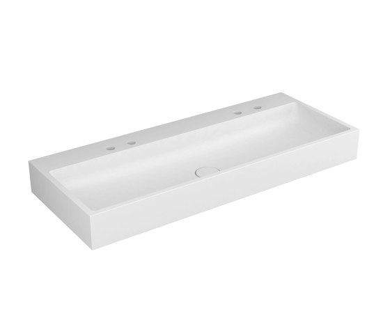 Washbasin white 120 x 48 cm for 2-hole tap solid surface white matt | Lavabi | Vigour