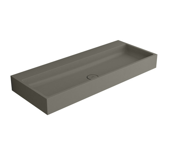 Washbasin white 120 x 48cm without tap hole solid surface concrete | Wash basins | Vigour