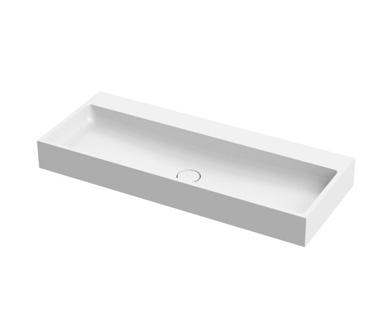 Washbasin white 120 x 48cm without tap hole solid surface white matt | Wash basins | Vigour