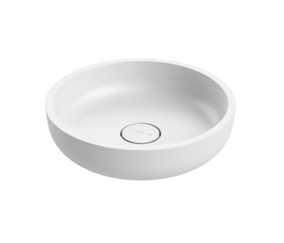 Top bowl white 38 cm round solid surface white matt | Lavabi | Vigour