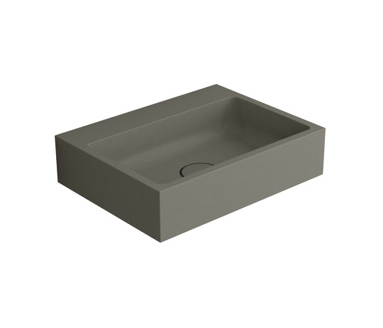 Hand basin white 50 x 38cm without tap hole solid surface concrete | Lavabos | Vigour