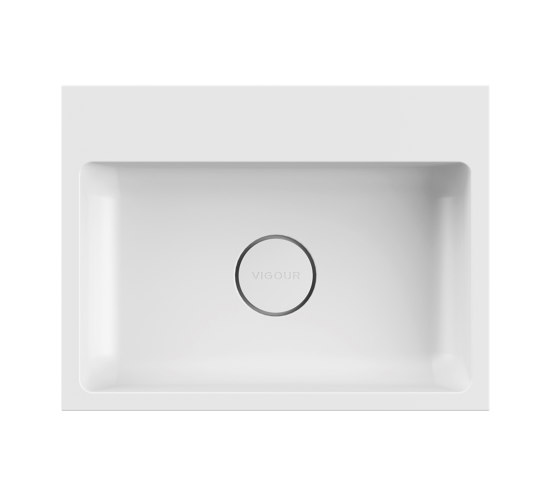 Hand basin white 50 x 38cm without tap hole solid surface white matt | Lavabi | Vigour