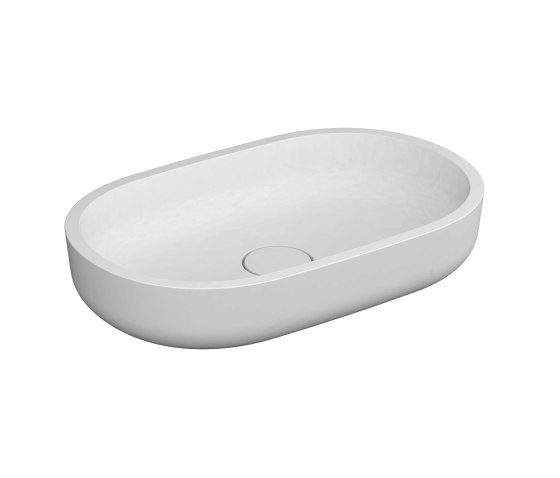 Countertop basin white 58 x 38cm oval solid surface white | Lavabos | Vigour