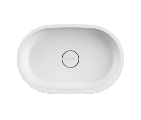 Countertop basin white 58 x 38cm oval solid surface white matt | Lavabos | Vigour