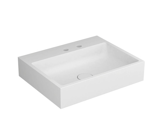 Washbasin white 60 x 48 cm for 2-hole tap solid surface white matt | Lavabos | Vigour