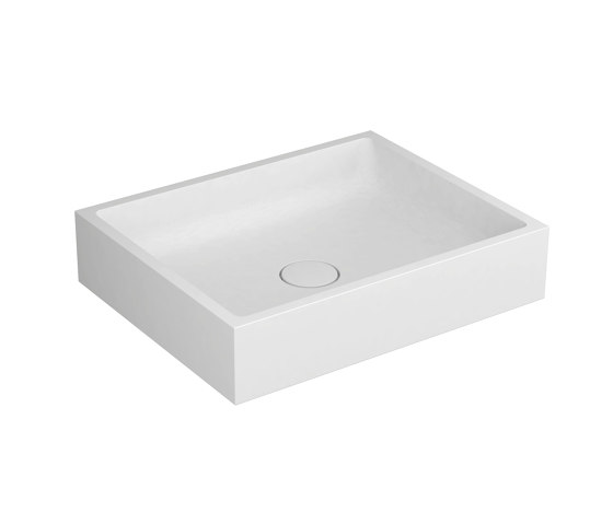 Washbasin white 60 x 48 cm without tap hole solid surface white | Wash basins | Vigour
