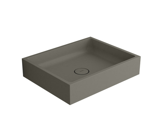 Washbasin white 60 x 48 cm without tap hole solid surface concrete | Lavabos | Vigour