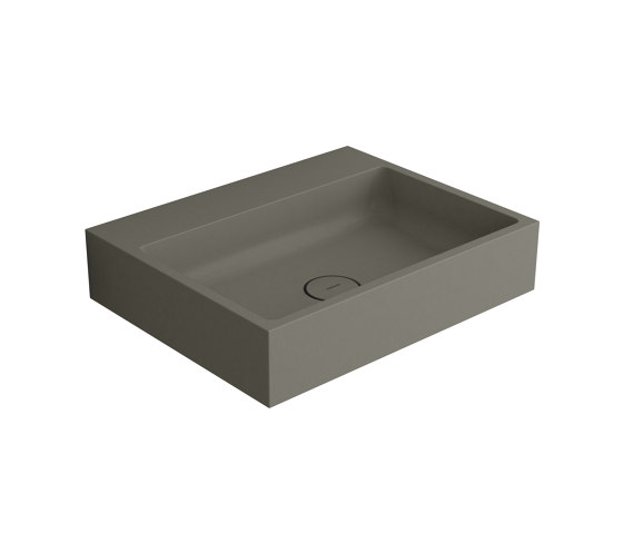 Washbasin white 60 x 48cm without tap hole solid surface concrete | Lavabos | Vigour