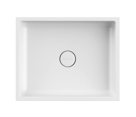 Washbasin white 60 x 48 cm without tap hole solid surface white matt | Lavabos | Vigour
