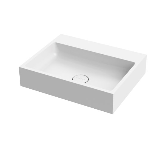 Washbasin white 60 x 48cm without tap hole solid surface white matt | Lavabos | Vigour