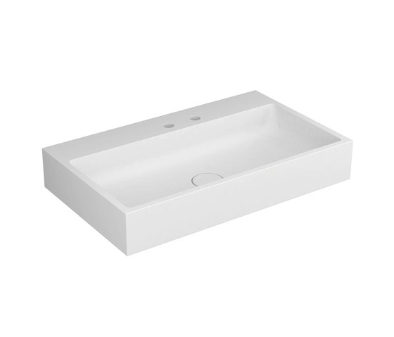 Washbasin white 80 x 48cm for 2-hole tap solid surface white | Lavabos | Vigour