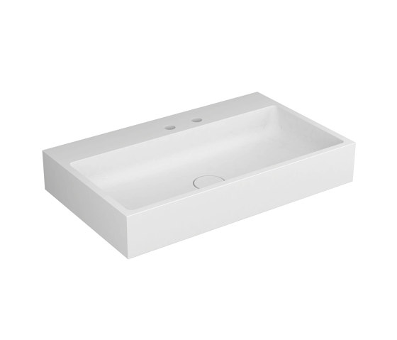 Washbasin white 80 x 48cm for 2-hole tap solid surface white matt | Lavabi | Vigour