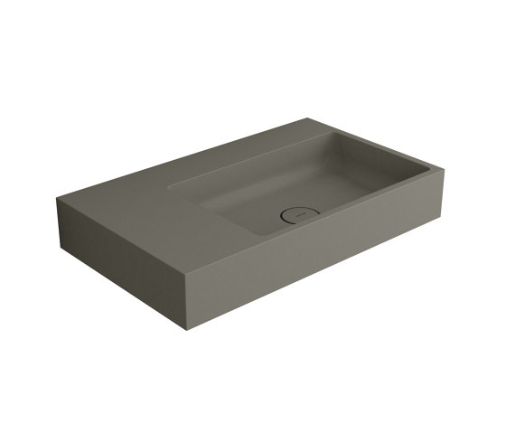 Washbasin white 80 x 48 cm asymmetric right without tap hole solid surface concrete | Wash basins | Vigour