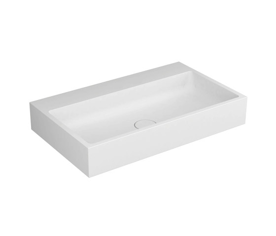 Washbasin white 80 x 48cm without tap hole solid surface white | Lavabos | Vigour
