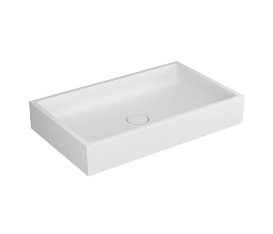 Washbasin white 80 x 48 cm without tap hole solid surface white | Lavabos | Vigour