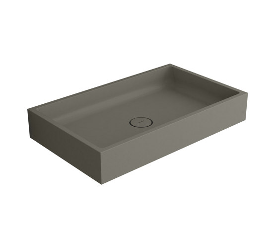 Washbasin white 80 x 48 cm without tap hole solid surface concrete | Lavabi | Vigour